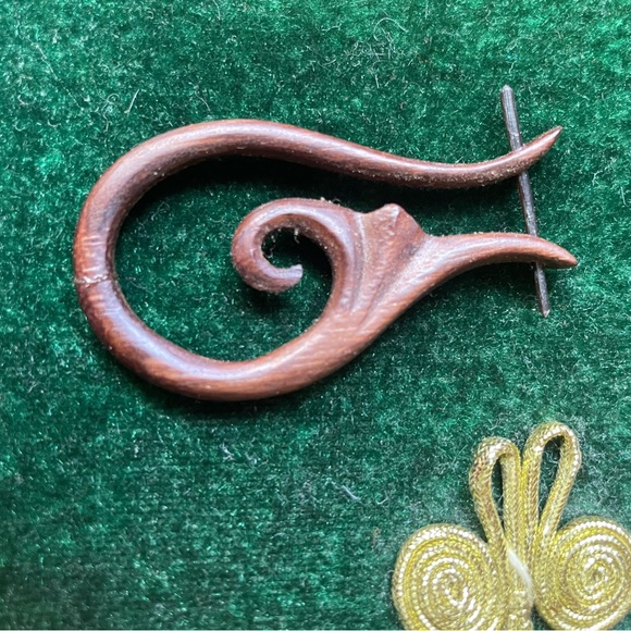 Natural Dark Wood Bohemian Statement Earrings - Picture 6 of 8